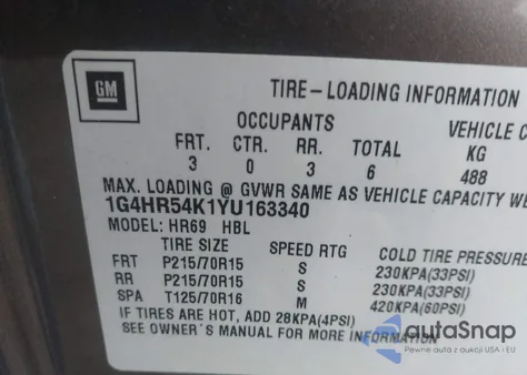 2000 Buick Lesabre Limited from USA, damaged, VIN 1G4HR54K1YU163340